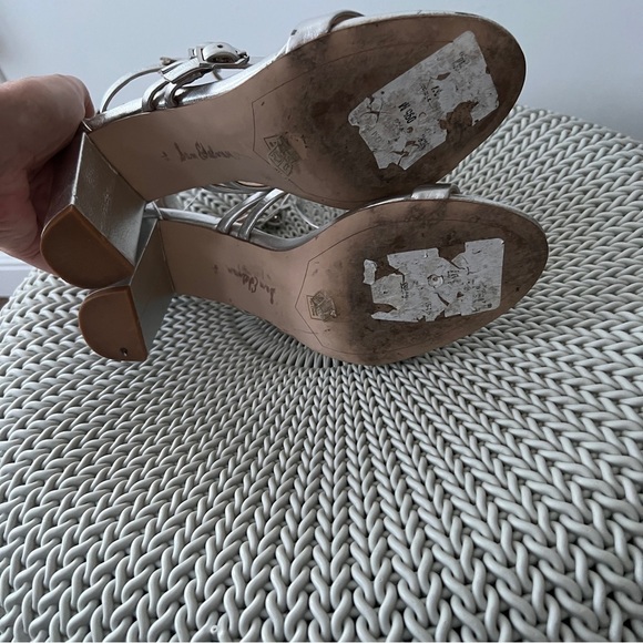 Sam Edelman Tammie Metallic Leather Strappy Block Heel Ankle Strap Sandal - Picture 7 of 9